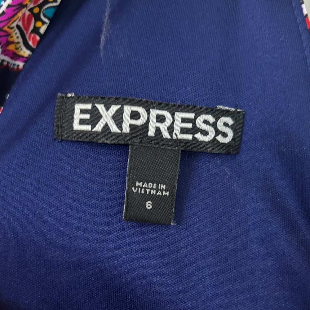 Express Navy Halter Dress with Pink & Teal Floral Print - Picture 4 of 5